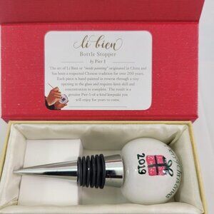 Pier 1 Imports Li Bien Hand Painted Bottle Stopper MERRY CHRISTMAS 2019 Topper